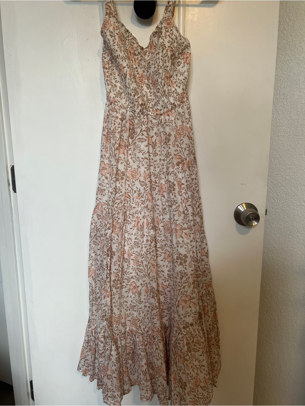American Eagle Outfitters Cream and Peach Floral Maxi Dress
